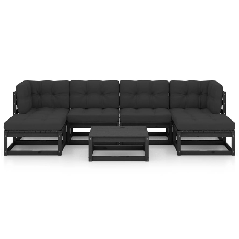 vidaXL Wood Small Garden Lounge Set in Black/Anthracite