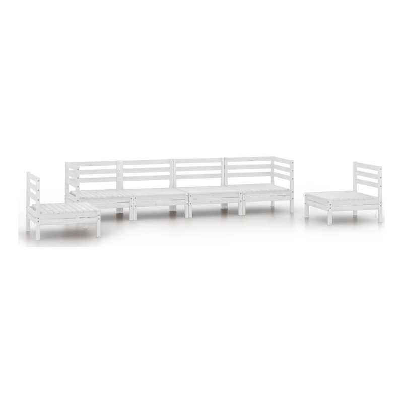 vidaXL 6 Piece Wood Large Garden Lounge Set in White
