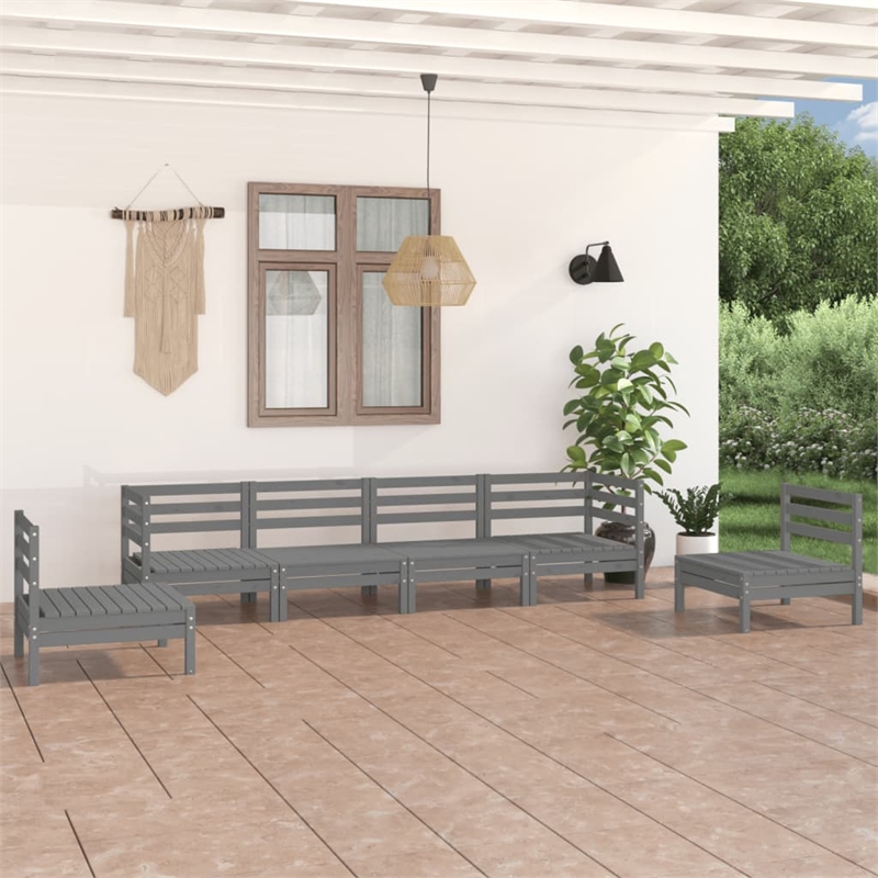 vidaXL 6 Piece Wood Medium Garden Lounge Set in Gray