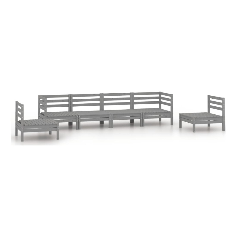 vidaXL 6 Piece Wood Medium Garden Lounge Set in Gray