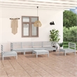 vidaXL 7 Piece Wood Medium Garden Lounge Set in White