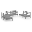 vidaXL 6 Piece Wood Large Garden Lounge Set in Gray