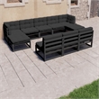 vidaXL 8 Piece Wood Garden Lounge Set in Black/Anthracite