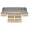 vidaXL 9 Piece Wood Garden Lounge Set in Gray/Natural