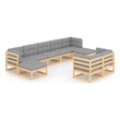 vidaXL 9 Piece Wood Garden Lounge Set in Gray/Natural