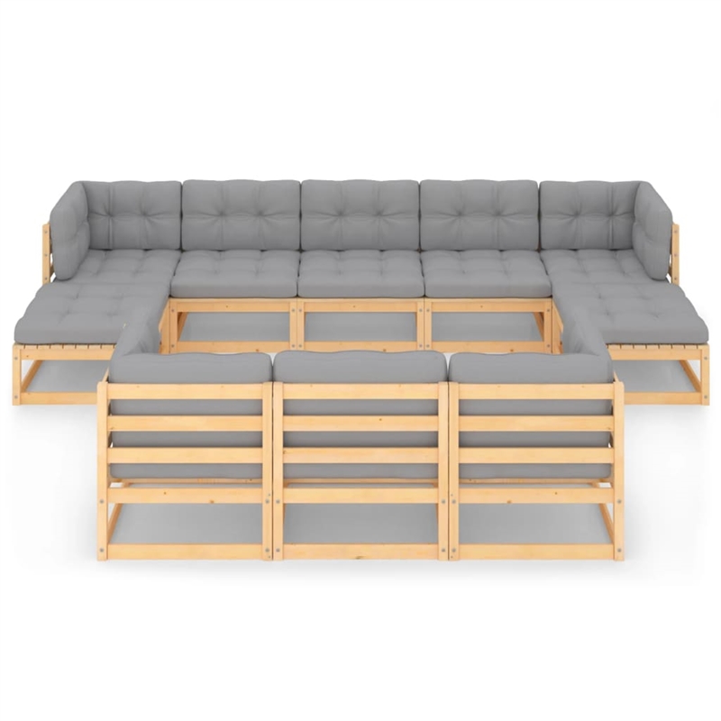 vidaXL 10 Piece Wood Garden Lounge Set in Natural