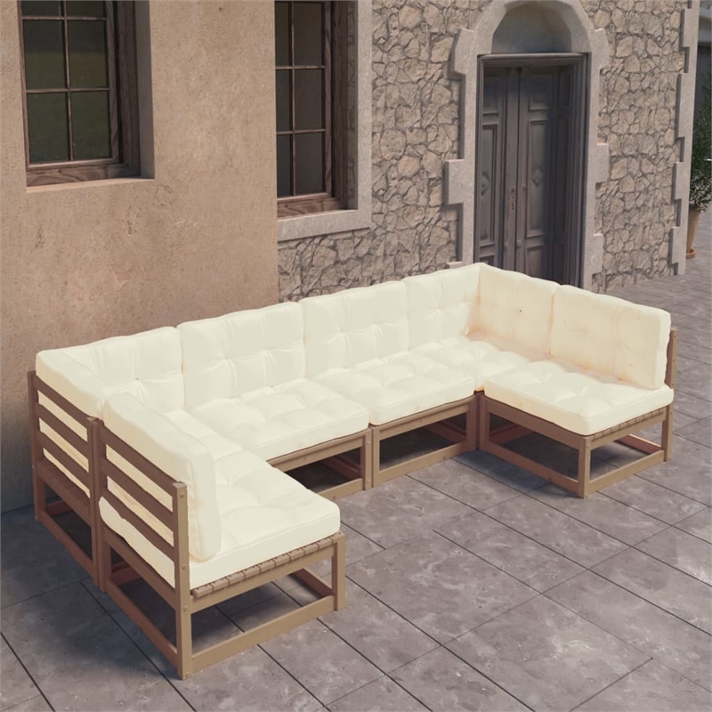 vidaXL 6 Piece Wood Garden Lounge Set in Brown
