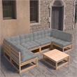 vidaXL 7 Piece Wood Garden Lounge Set in Gray/Natural