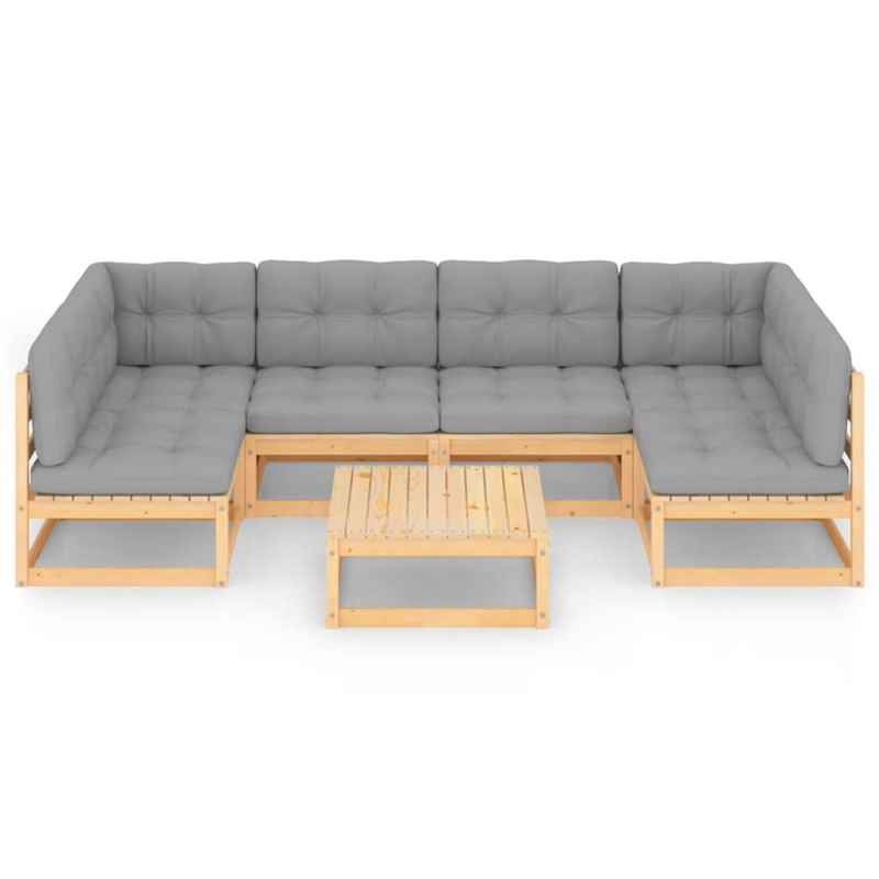 vidaXL 7 Piece Wood Garden Lounge Set in Gray/Natural