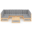 vidaXL 7 Piece Wood Garden Lounge Set in Gray/Natural