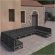 vidaXL 10 Piece Wood Standard Garden Lounge Set in Black