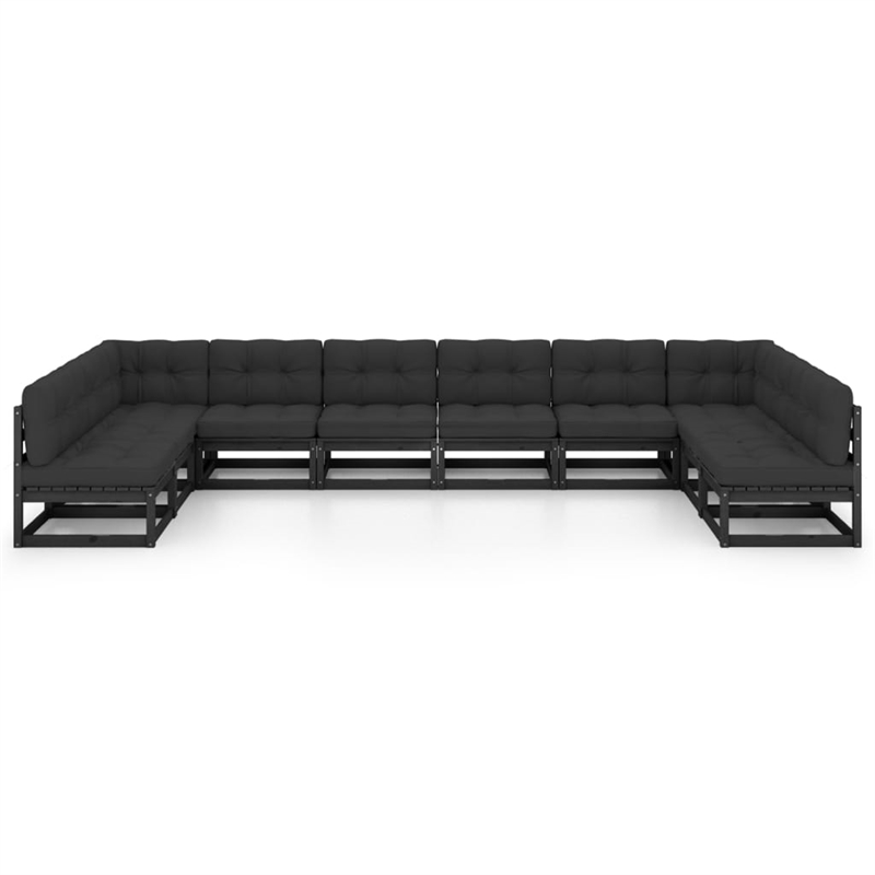 vidaXL 10 Piece Wood Standard Garden Lounge Set in Black