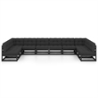 vidaXL 10 Piece Wood Standard Garden Lounge Set in Black