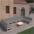 vidaXL 11 Piece Wood Garden Lounge Set in Gray/Natural