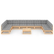 vidaXL 11 Piece Wood Garden Lounge Set in Gray/Natural