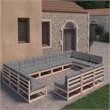 vidaXL 13 Piece Wood Garden Lounge Set in Gray/Natural