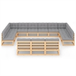 vidaXL 13 Piece Wood Garden Lounge Set in Gray/Natural