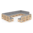 vidaXL 13 Piece Wood Garden Lounge Set in Gray/Natural