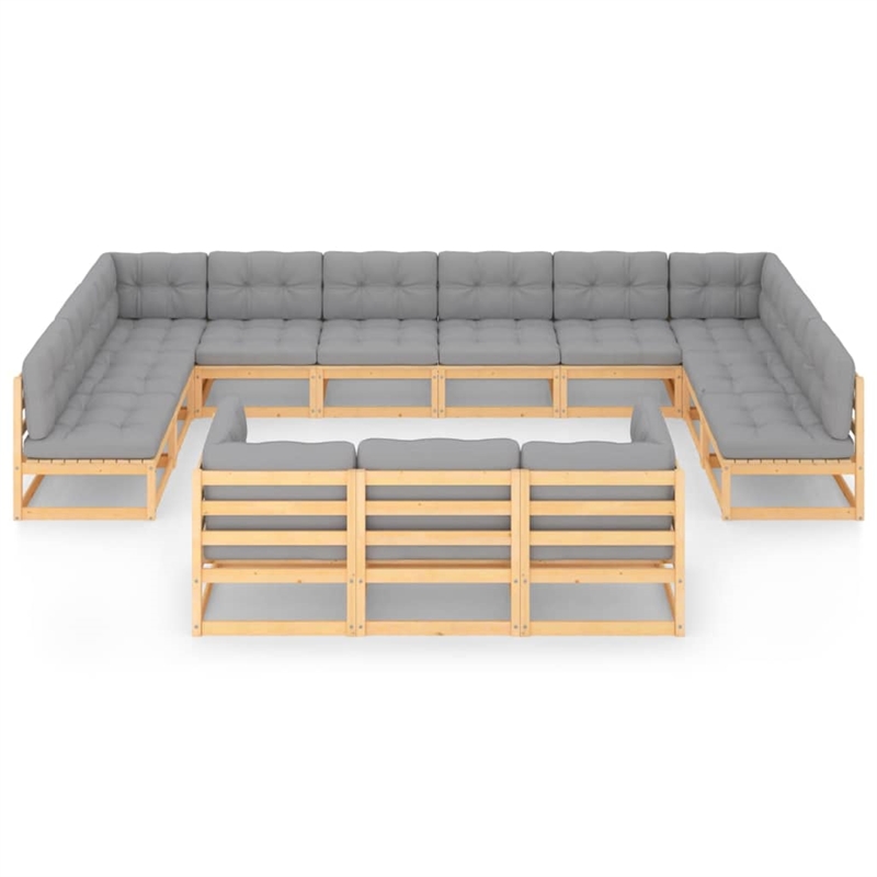 vidaXL 13 Piece Wood Garden Lounge Set in Gray
