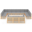 vidaXL 13 Piece Wood Garden Lounge Set in Gray