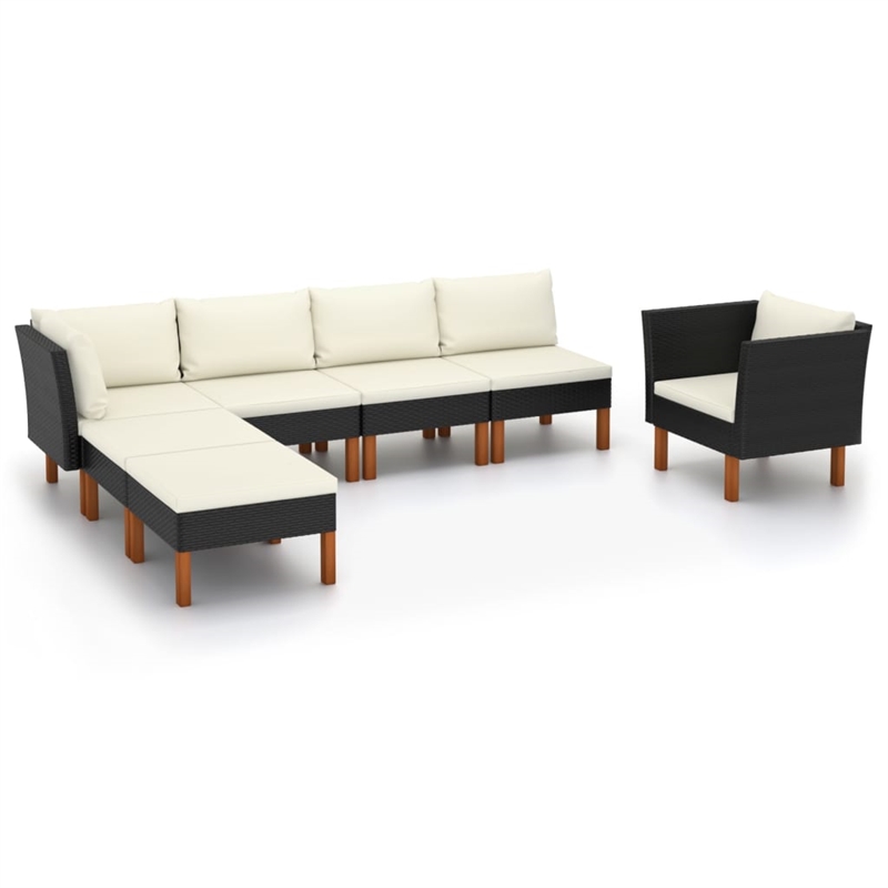vidaXL 7 Piece Steel Garden Lounge Set in Black