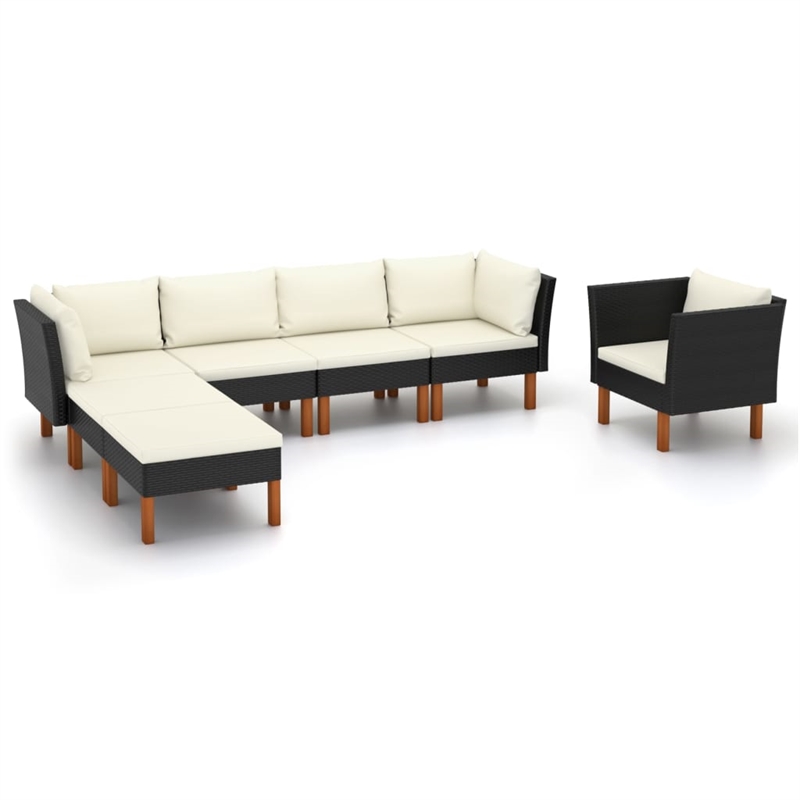 vidaXL 7 Piece Steel Garden Lounge Set in Black/Cream