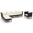 vidaXL 7 Piece Steel Garden Lounge Set in Black/Cream
