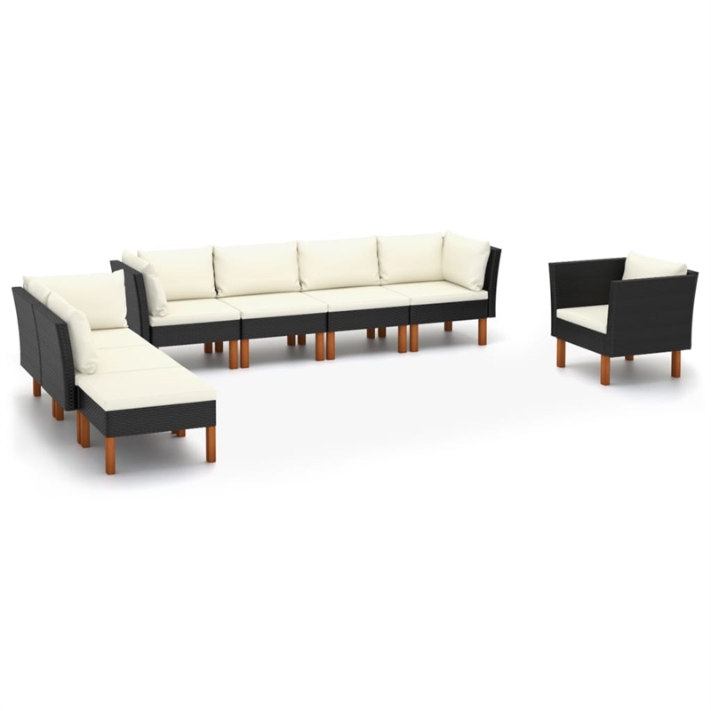 vidaXL Steel Garden Lounge Set in Black/White/Cream