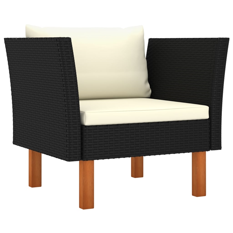 vidaXL Steel Garden Lounge Set in Black/White/Cream