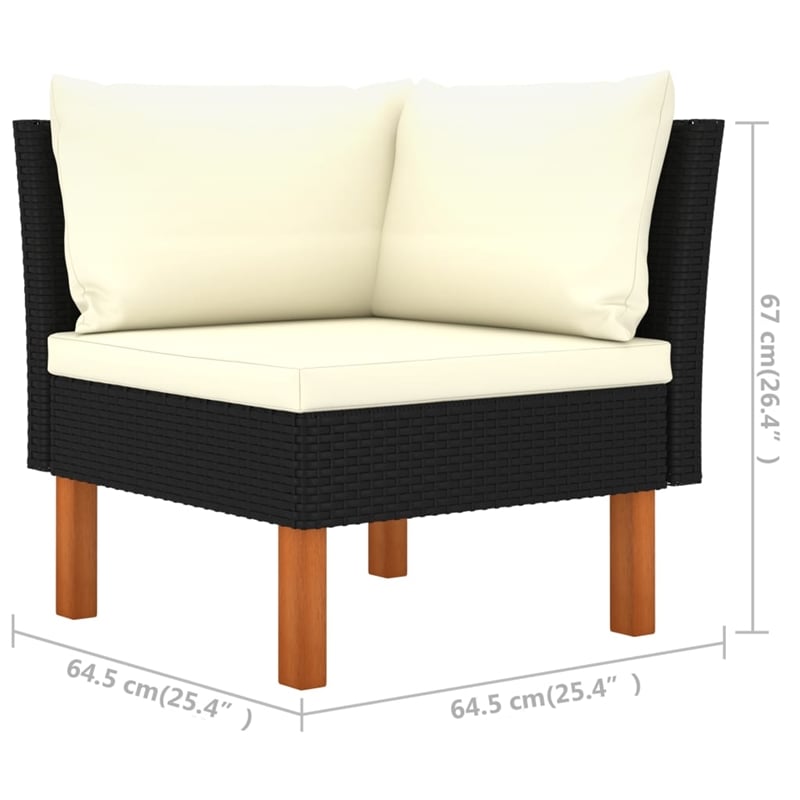 vidaXL Steel Garden Lounge Set in Black/White/Cream