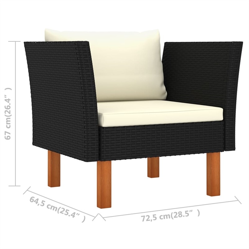 vidaXL Steel Garden Lounge Set in Black/White/Cream