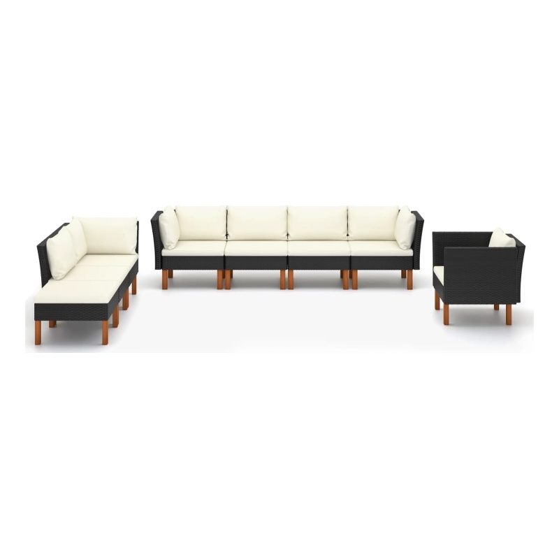 vidaXL Steel Garden Lounge Set in Black/White/Cream