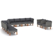 vidaXL 10 Piece Wood Garden Lounge Set in Gray/Anthracite