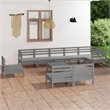 vidaXL 10 Piece Wood Medium Garden Lounge Set in Gray