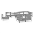 vidaXL 10 Piece Wood Medium Garden Lounge Set in Gray