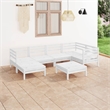 vidaXL 7 Piece Wood Standard Garden Lounge Set in White
