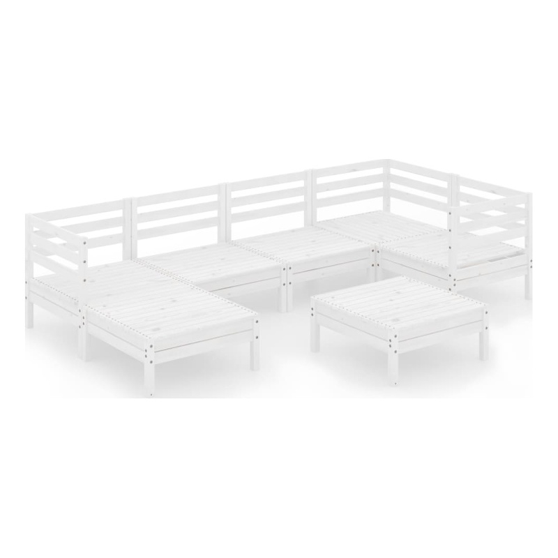 vidaXL 7 Piece Wood Standard Garden Lounge Set in White