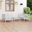 vidaXL 5 Piece Wood Small Garden Lounge Set in White