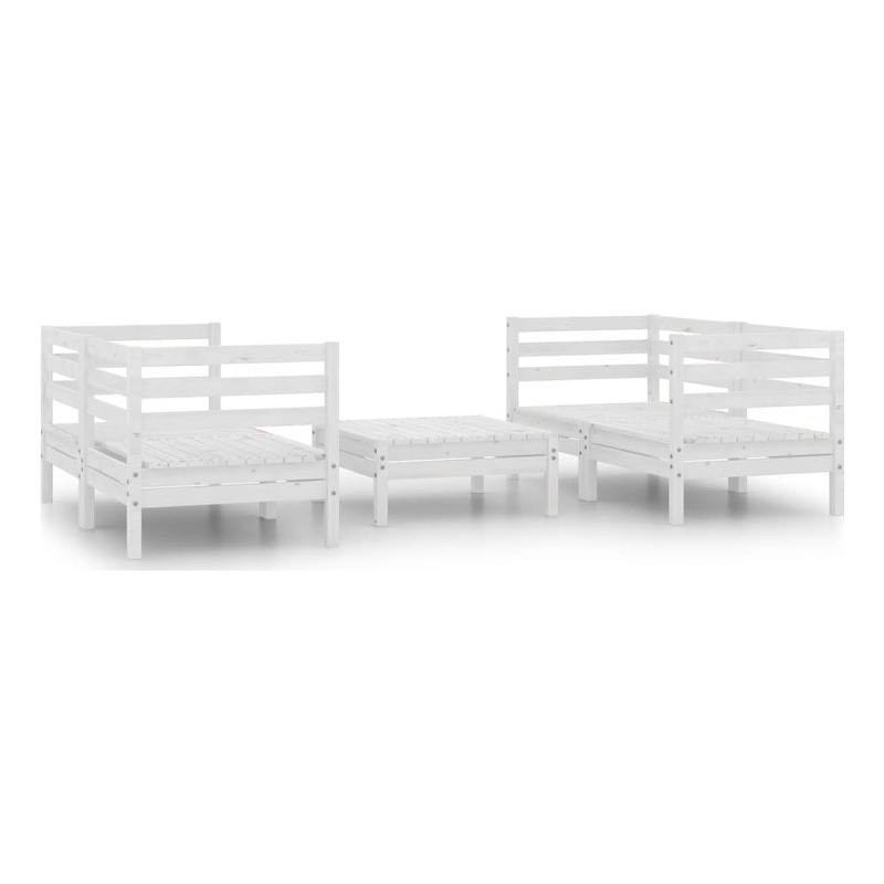 vidaXL 5 Piece Wood Small Garden Lounge Set in White