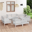 vidaXL 9 Piece Wood Medium Garden Lounge Set in White