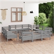 vidaXL 13 Piece Wood Large Garden Lounge Set in Gray