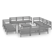vidaXL 13 Piece Wood Large Garden Lounge Set in Gray