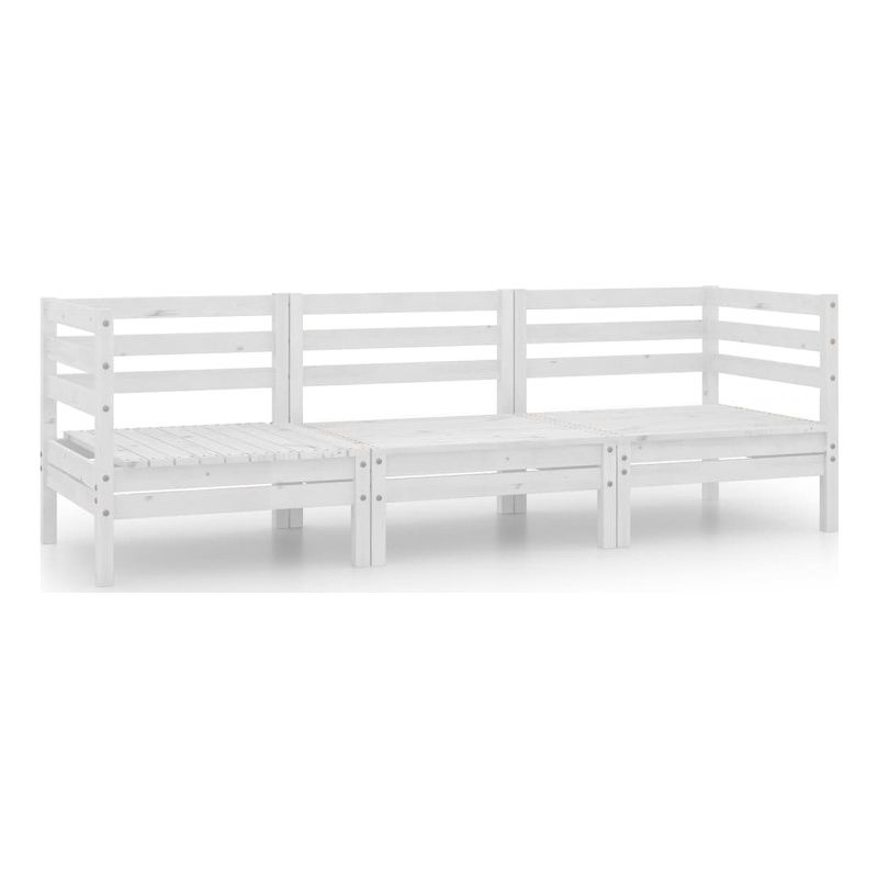 vidaXL 3 Piece Wood Medium Garden Lounge Set in White