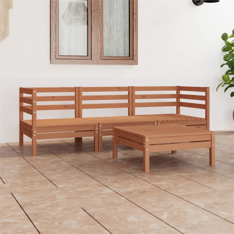 vidaXL 4 Piece Wood Medium Garden Lounge Set in Brown