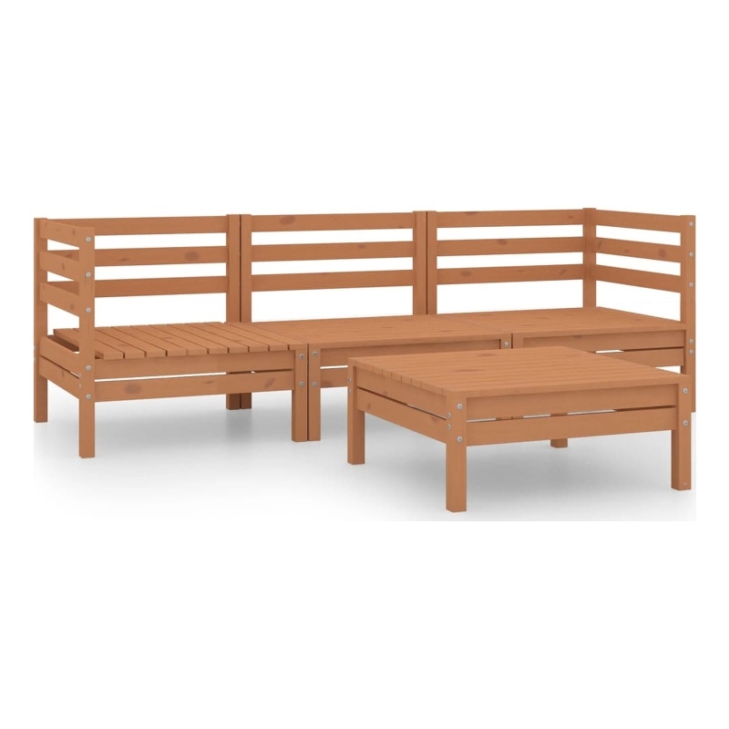 vidaXL 4 Piece Wood Medium Garden Lounge Set in Brown