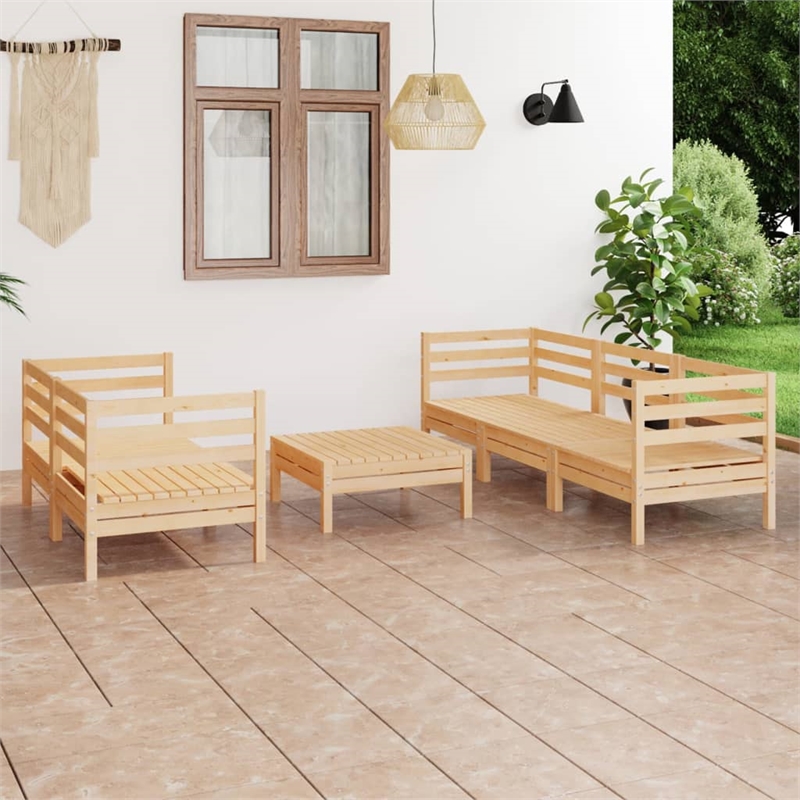 vidaXL 6 Piece Wood Medium Garden Lounge Set in Brown