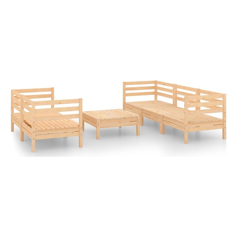 vidaXL 6 Piece Wood Medium Garden Lounge Set in Brown