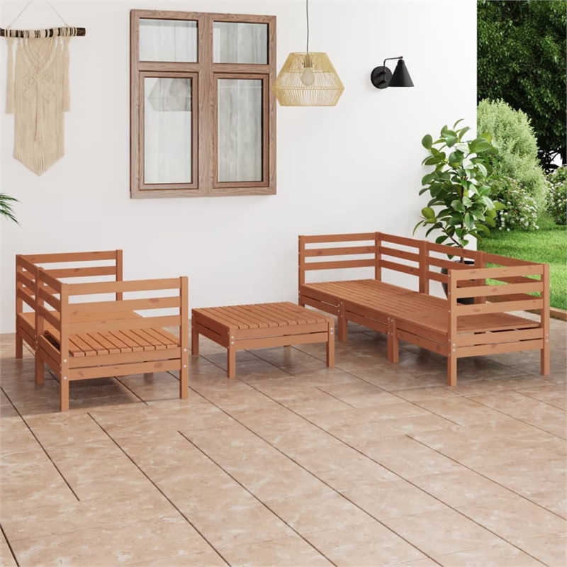 vidaXL 6 Piece Wood Garden Lounge Set in Brown