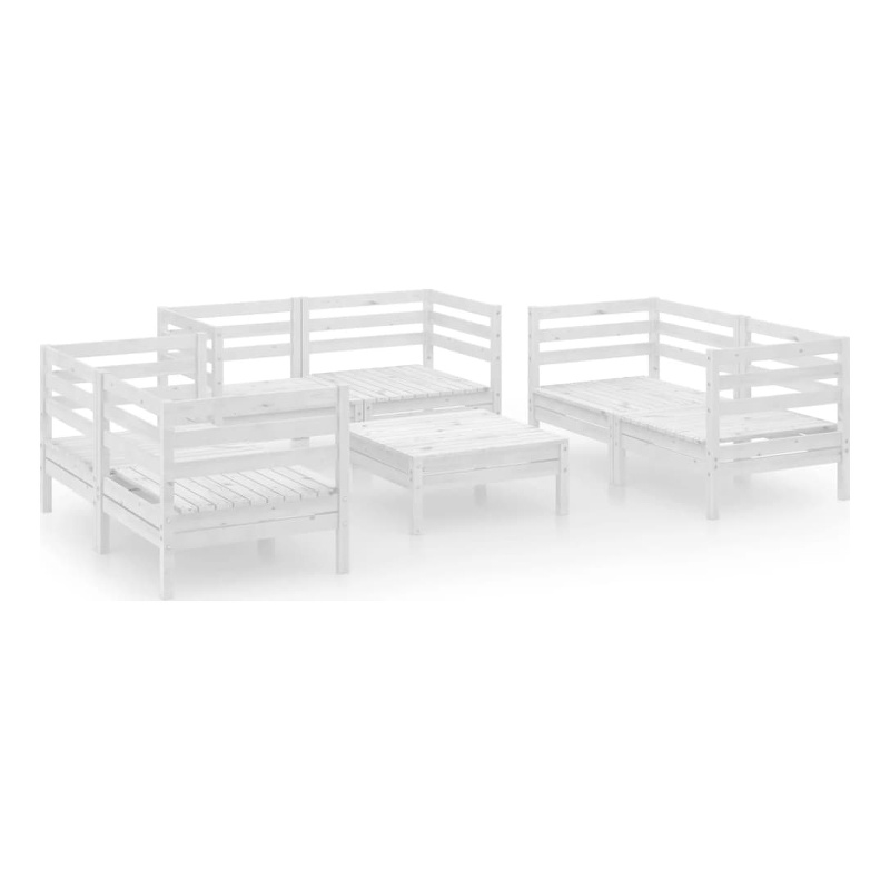 vidaXL 7 Piece Wood Garden Lounge Set in White