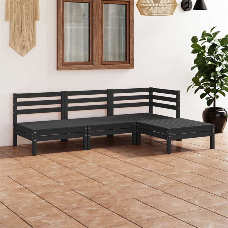 vidaXL Wood Medium Garden Lounge Set in Black